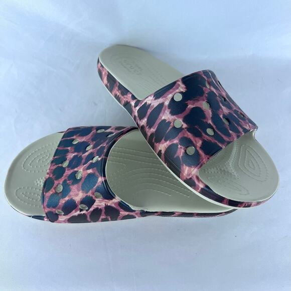 Crocs Classic Animal Remix Slide Sandals Size W11 M9  Summer Leopard - Picture 5 of 5